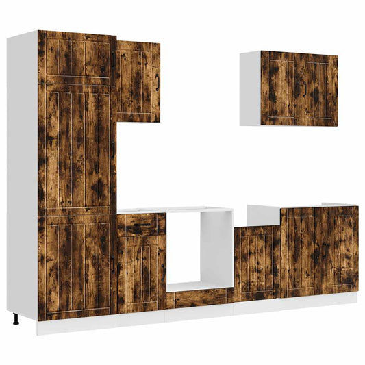 7 Piece Kitchen Cabinet Set "Lucca" Smoked Oak Engineered Wood