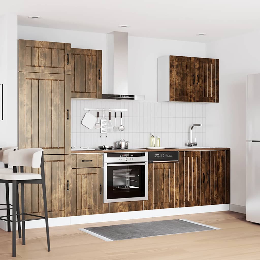 7 Piece Kitchen Cabinet Set Lucca Smoked Oak Engineered Wood