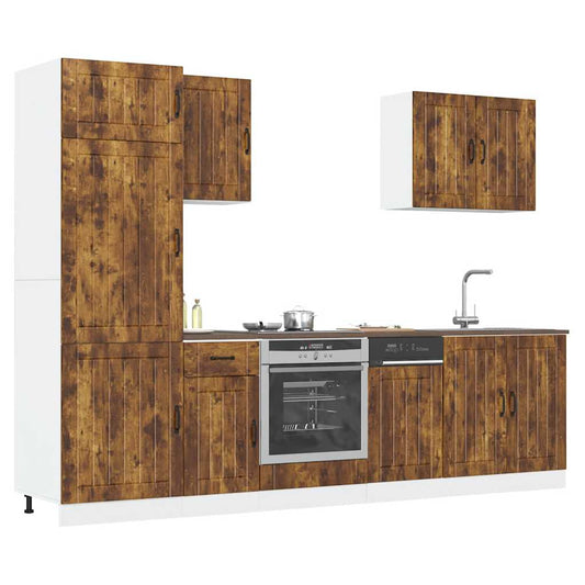 7 Piece Kitchen Cabinet Set Lucca Smoked Oak Engineered Wood