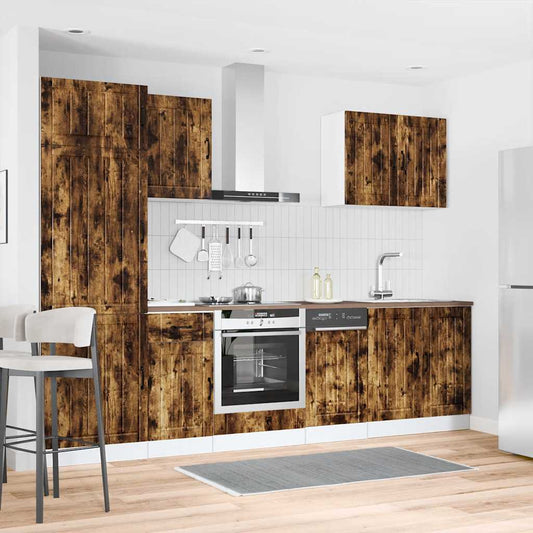 7 Piece Kitchen Cabinet Set "Lucca" Smoked Oak Engineered Wood