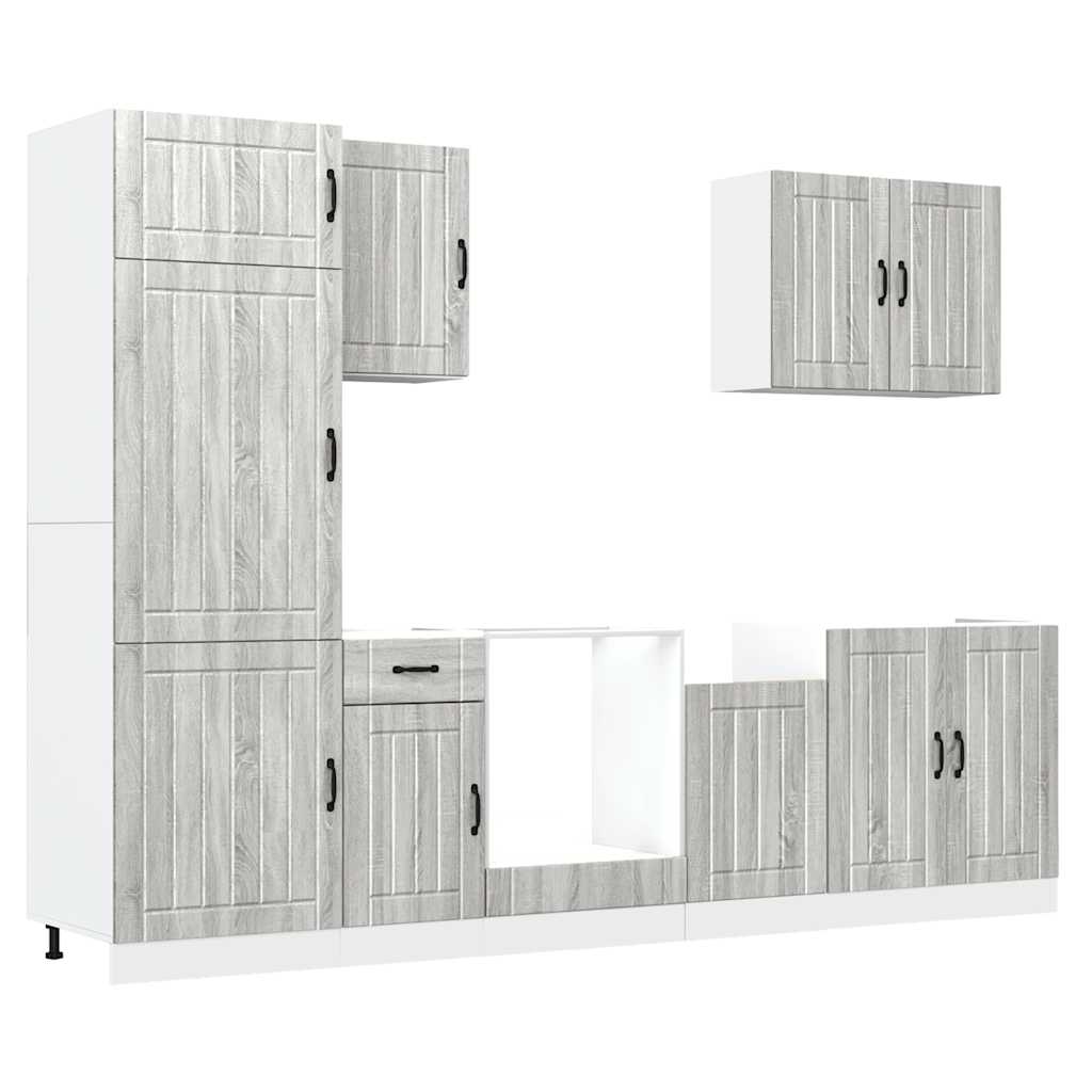 7 Piece Kitchen Cabinet Set Lucca Grey Sonoma Engineered Wood