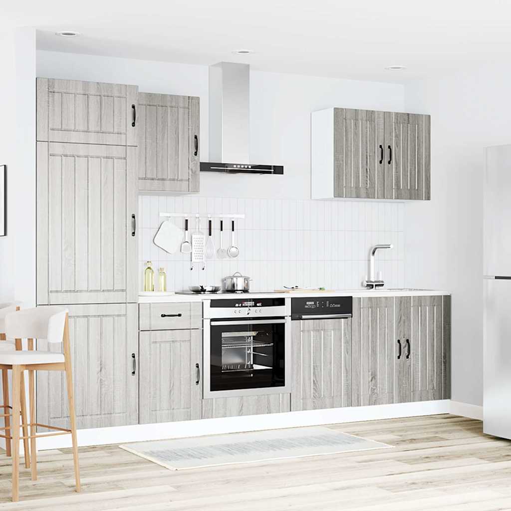 7 Piece Kitchen Cabinet Set Lucca Grey Sonoma Engineered Wood