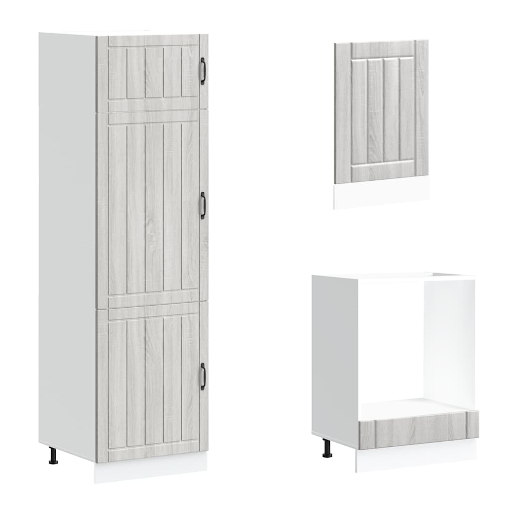 7 Piece Kitchen Cabinet Set Lucca Grey Sonoma Engineered Wood