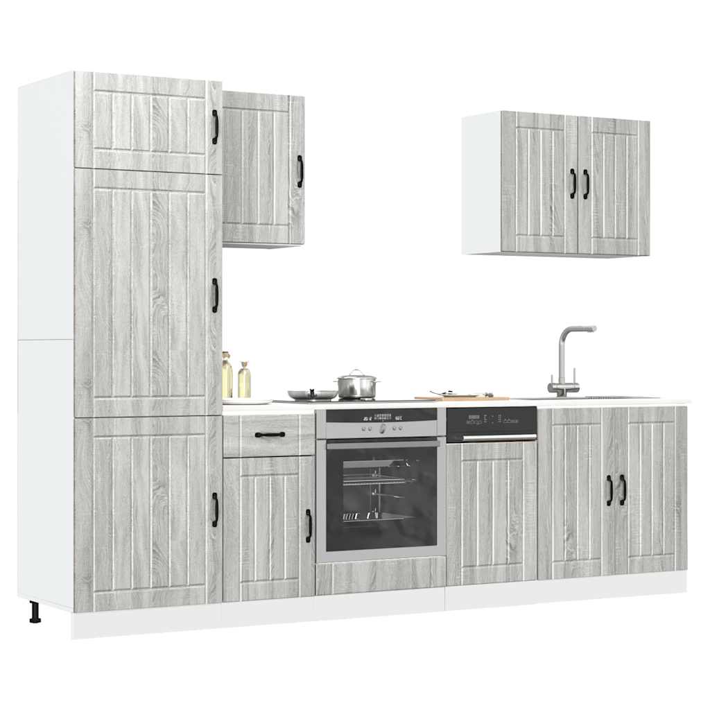 7 Piece Kitchen Cabinet Set Lucca Grey Sonoma Engineered Wood
