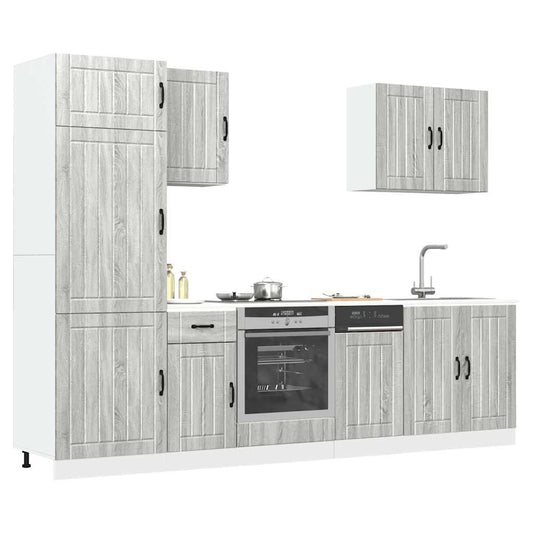 7 Piece Kitchen Cabinet Set Lucca Grey Sonoma Engineered Wood