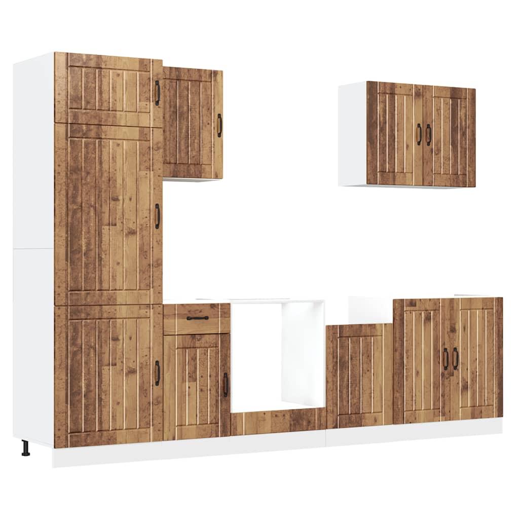 7 Piece Kitchen Cabinet Set Lucca Old Wood Engineered Wood