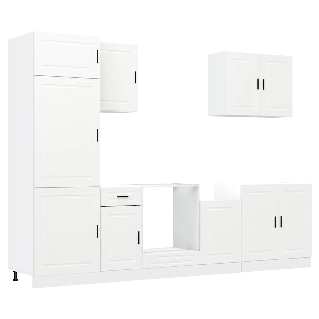 7 Piece Kitchen Cabinet Set Porto White Engineered Wood
