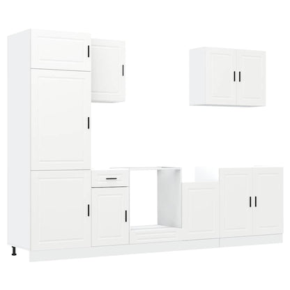 7 Piece Kitchen Cabinet Set Porto White Engineered Wood