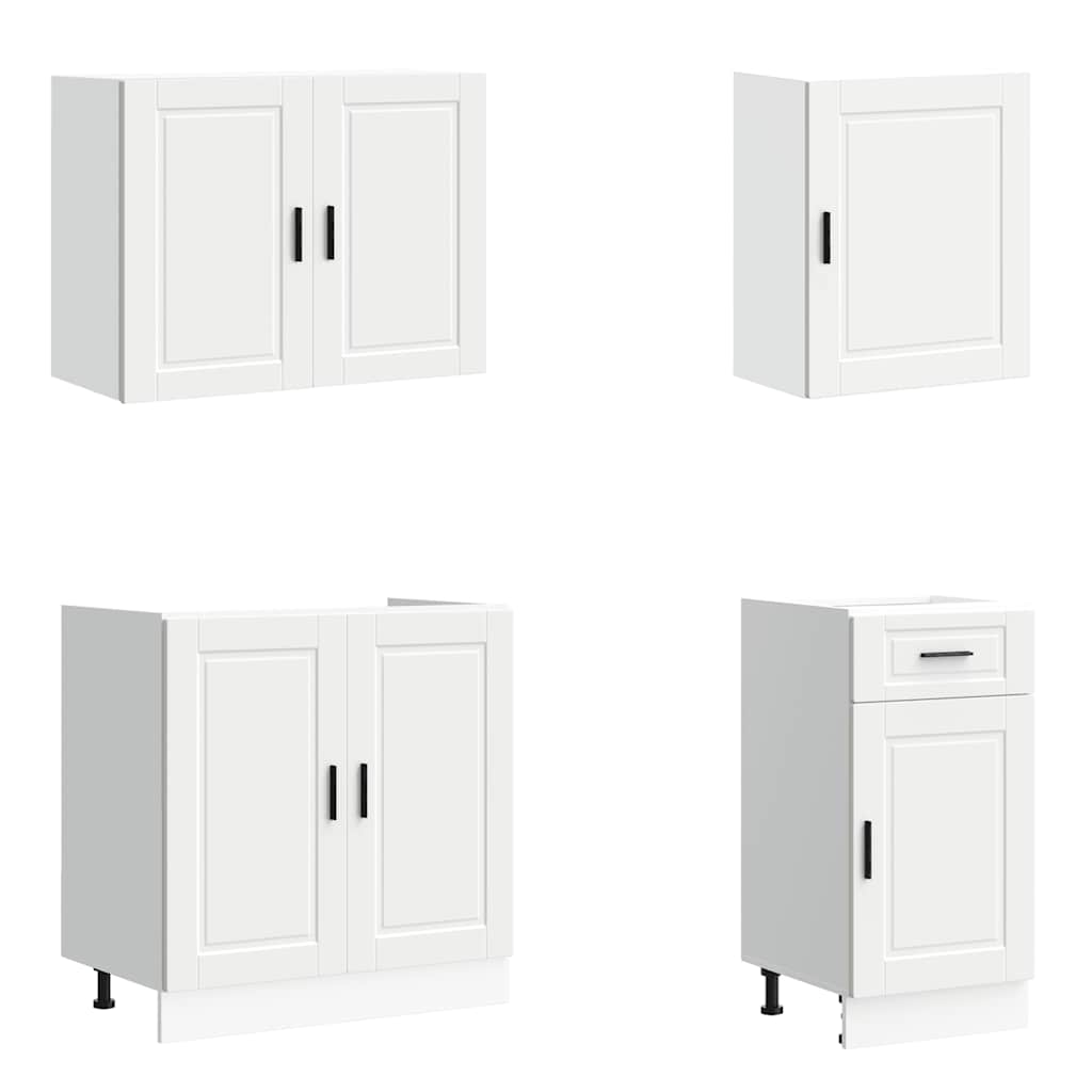 7 Piece Kitchen Cabinet Set Porto White Engineered Wood
