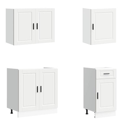 7 Piece Kitchen Cabinet Set Porto White Engineered Wood