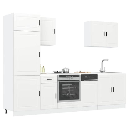 7 Piece Kitchen Cabinet Set Porto White Engineered Wood