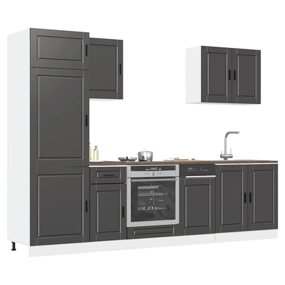 7 Piece Kitchen Cabinet Set Porto Black Engineered Wood