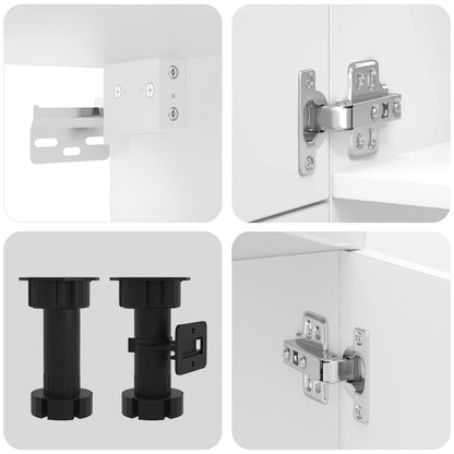 7 Piece Kitchen Cabinet Set Porto High Gloss White Engineered Wood