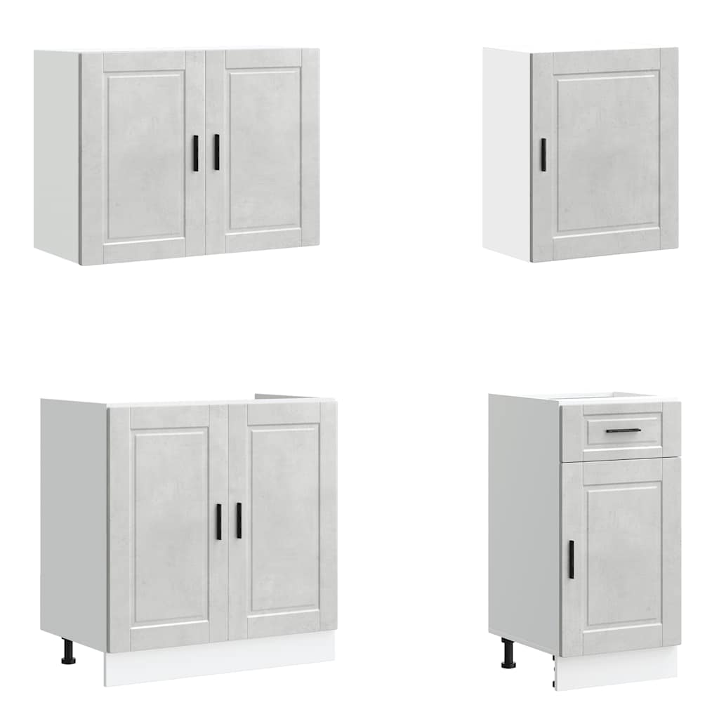 7 Piece Kitchen Cabinet Set Porto Concrete Grey Engineered Wood