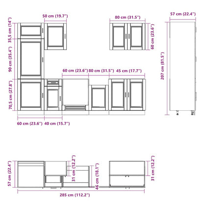 7 Piece Kitchen Cabinet Set Porto Concrete Grey Engineered Wood