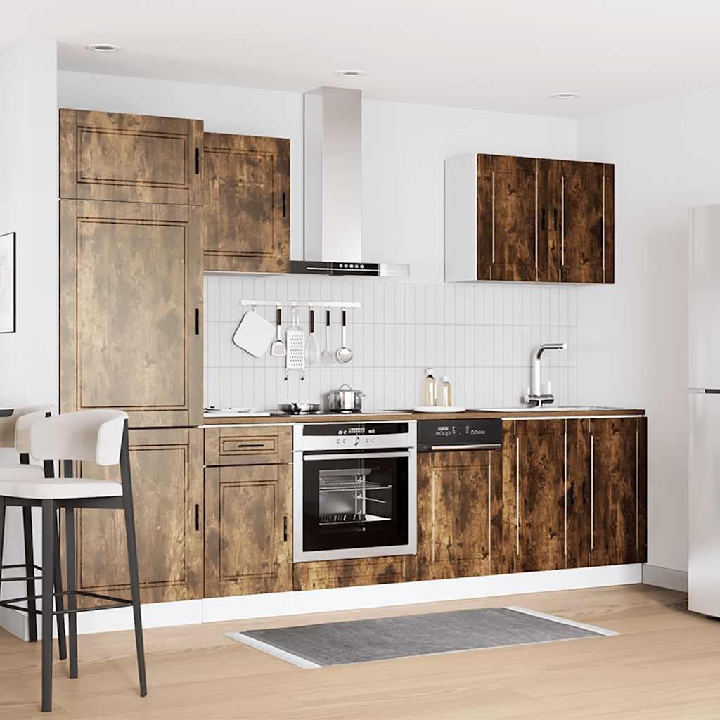 7 Piece Kitchen Cabinet Set Porto Smoked Oak Engineered Wood