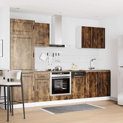 7 Piece Kitchen Cabinet Set Porto Smoked Oak Engineered Wood