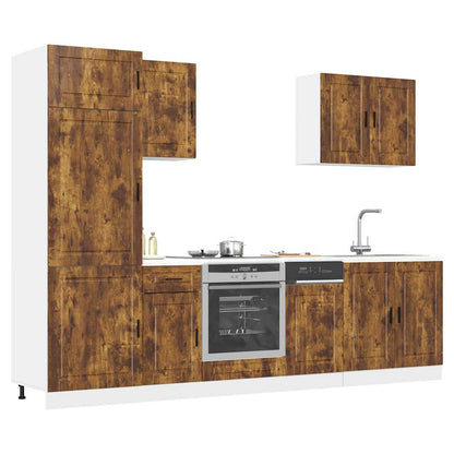 7 Piece Kitchen Cabinet Set Porto Smoked Oak Engineered Wood