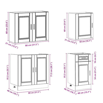 7 Piece Kitchen Cabinet Set Porto Grey Sonoma Engineered Wood