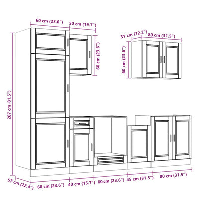 7 Piece Kitchen Cabinet Set Porto Grey Sonoma Engineered Wood