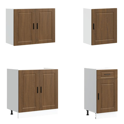 7 Piece Kitchen Cabinet Set Porto Brown Oak Engineered Wood