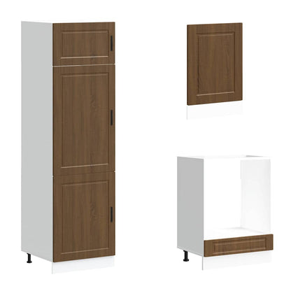 7 Piece Kitchen Cabinet Set Porto Brown Oak Engineered Wood