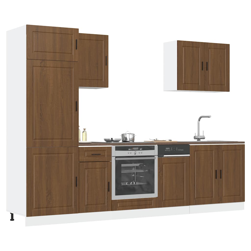 7 Piece Kitchen Cabinet Set Porto Brown Oak Engineered Wood