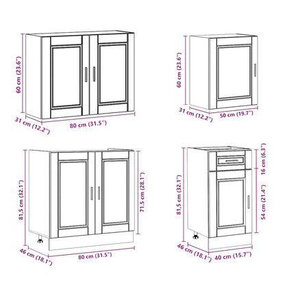 7 Piece Kitchen Cabinet Set Porto Old Wood Engineered Wood