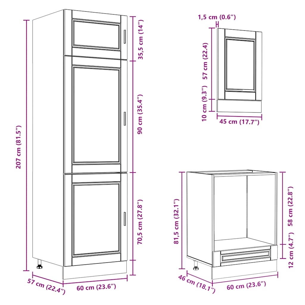 7 Piece Kitchen Cabinet Set Porto Old Wood Engineered Wood