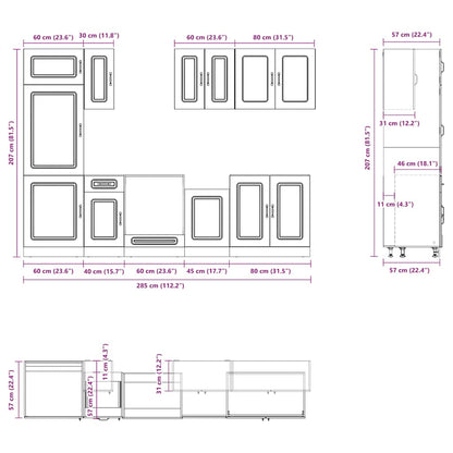 8 Piece Kitchen Cabinet Set Kalmar White Engineered Wood