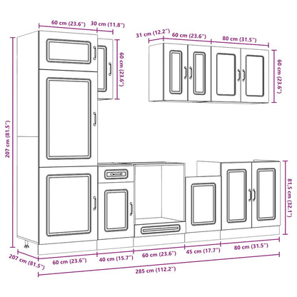 8 Piece Kitchen Cabinet Set Kalmar White Engineered Wood