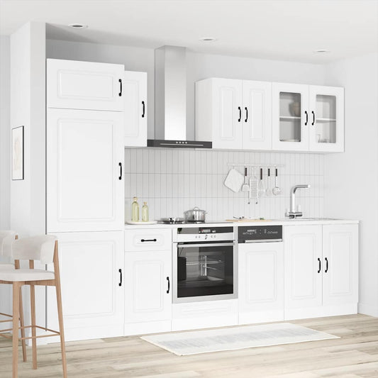 8 Piece Kitchen Cabinet Set "Kalmar" White Engineered Wood