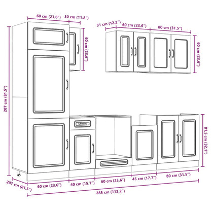 8 Piece Kitchen Cabinet Set Kalmar Black Engineered Wood