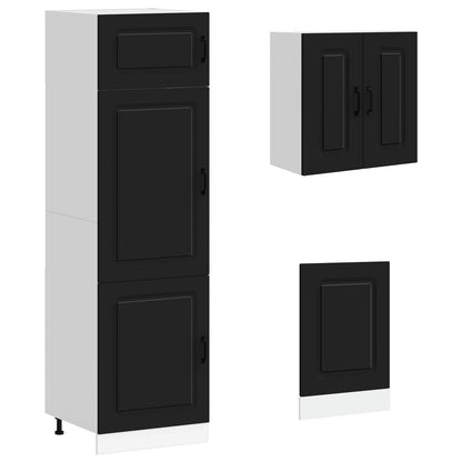 8 Piece Kitchen Cabinet Set "Kalmar" Black Engineered Wood