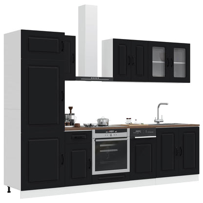 8 Piece Kitchen Cabinet Set "Kalmar" Black Engineered Wood