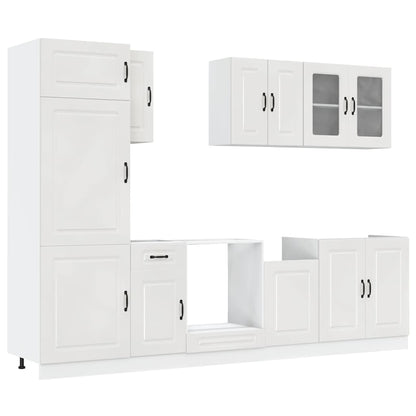 8 Piece Kitchen Cabinet Set Kalmar High Gloss White Engineered Wood