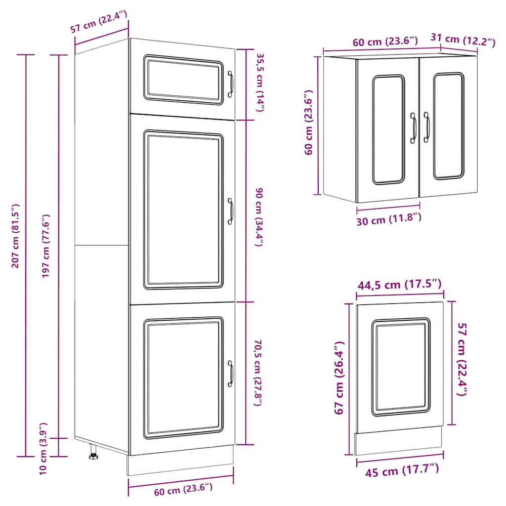 8 Piece Kitchen Cabinet Set Kalmar High Gloss White Engineered Wood