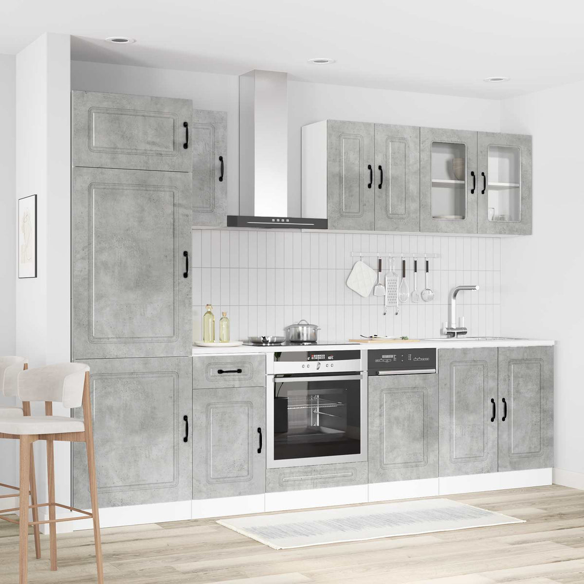 8 Piece Kitchen Cabinet Set "Kalmar" Concrete Grey
