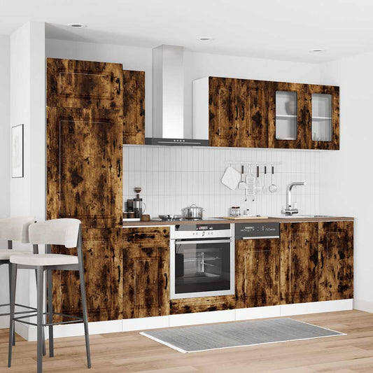 8 Piece Kitchen Cabinet Set "Kalmar" Smoked Oak Engineered Wood