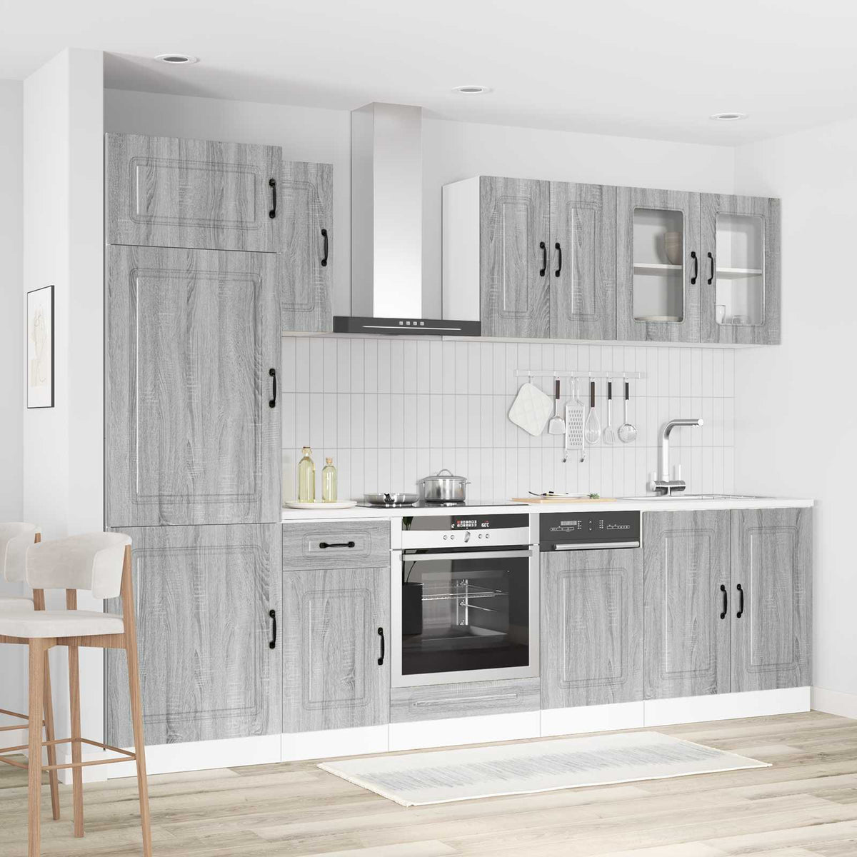 8 Piece Kitchen Cabinet Set "Kalmar" Grey Sonoma Engineered Wood