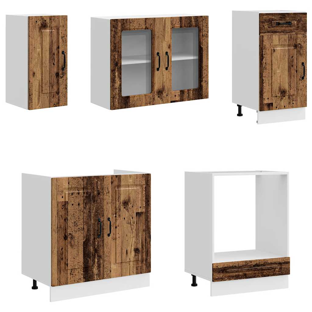 8 Piece Kitchen Cabinet Set "Kalmar" Old Wood Engineered Wood