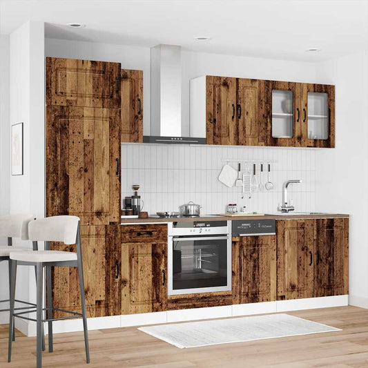 8 Piece Kitchen Cabinet Set "Kalmar" Old Wood Engineered Wood