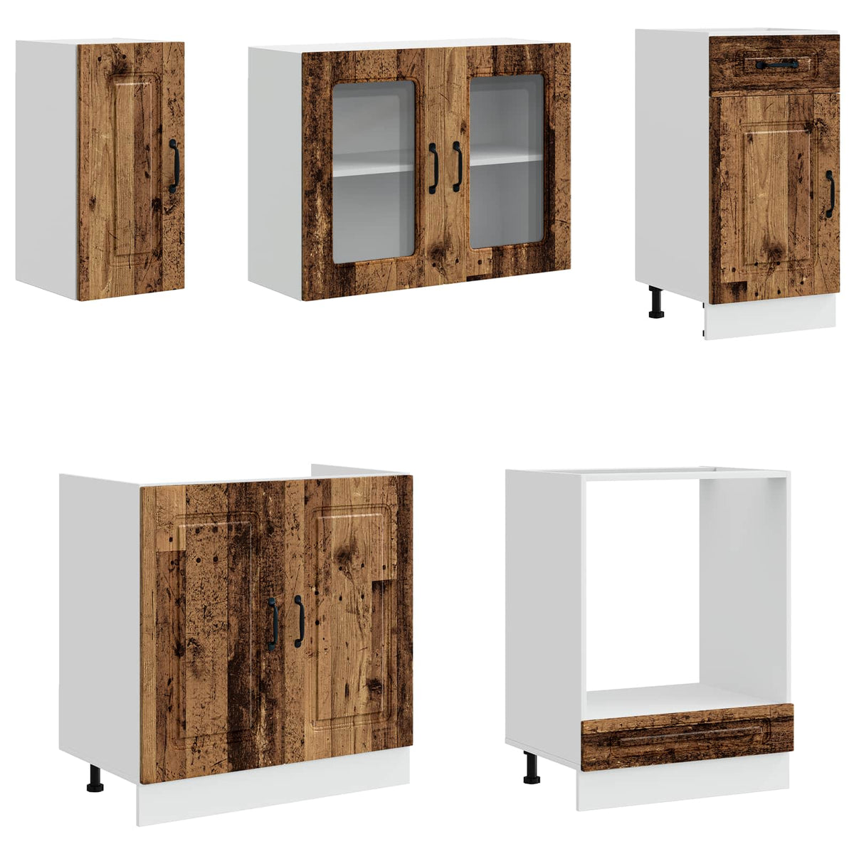8 Piece Kitchen Cabinet Set "Kalmar" Old Wood Engineered Wood