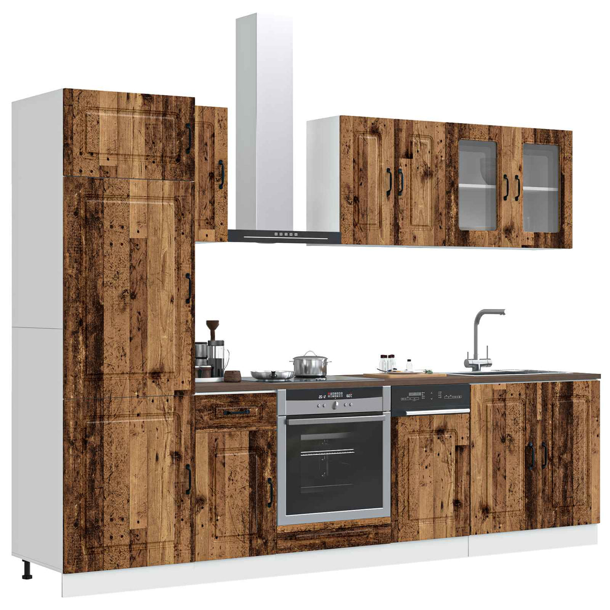 8 Piece Kitchen Cabinet Set "Kalmar" Old Wood Engineered Wood