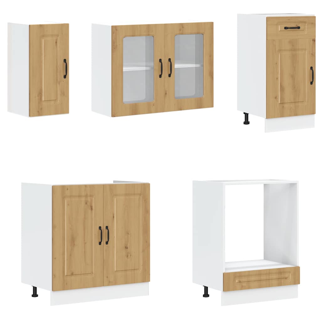 8 Piece Kitchen Cabinet Set Kalmar Artisan Oak Engineered Wood