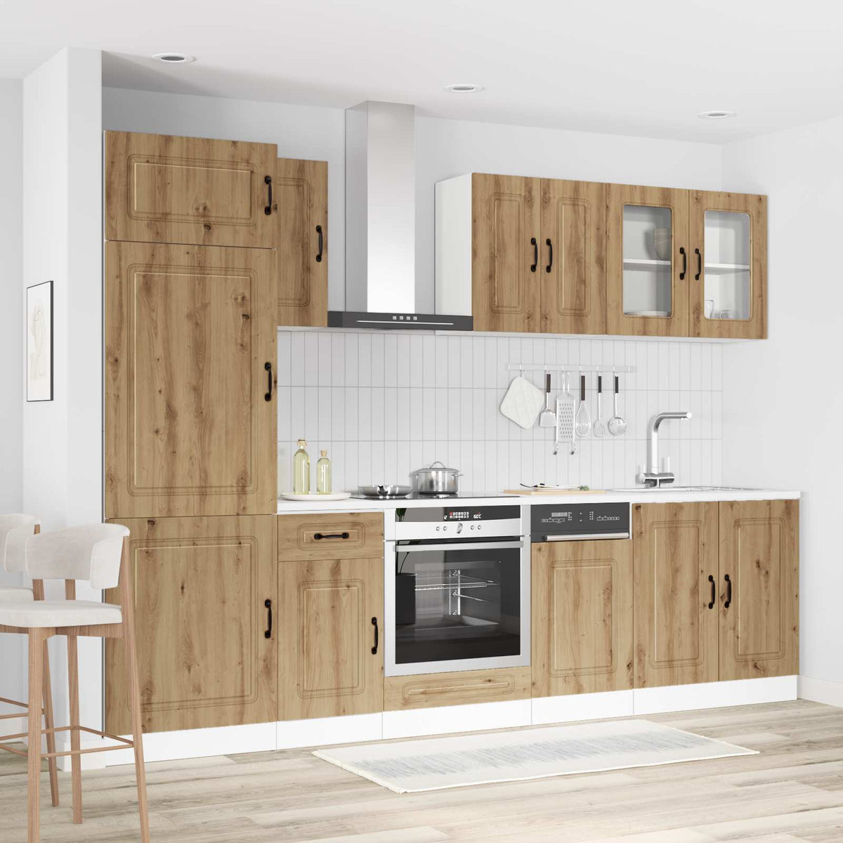8 Piece Kitchen Cabinet Set "Kalmar" Artisan Oak Engineered Wood