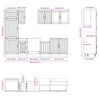 8 Piece Kitchen Cabinet Set Lucca White Engineered Wood