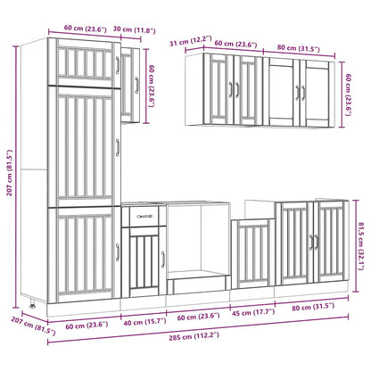 8 Piece Kitchen Cabinet Set Lucca White Engineered Wood