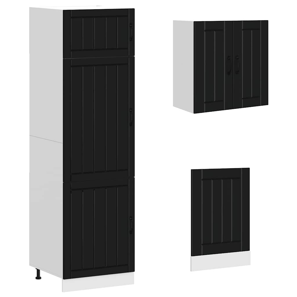 8 Piece Kitchen Cabinet Set "Kalmar" Black Engineered Wood