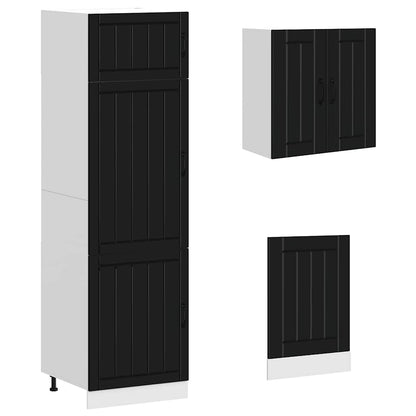 8 Piece Kitchen Cabinet Set "Kalmar" Black Engineered Wood